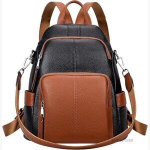 Genuine Leather Convertible Backpack Shoulder Bag Women's Medium Size